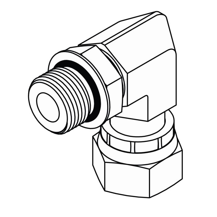 FS6809-20-20 O-Ring Boss Male to ORFS Female Adjustable Swivel Stud 90° Elbow
