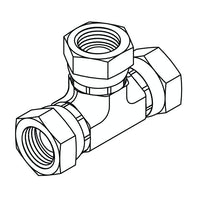 1603 Pipe Swivel Union Tee, NPSM Female Pipe Swivel to NPSM Female Pipe Swivels
