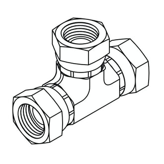 1603 Pipe Swivel Union Tee, NPSM Female Pipe Swivel to NPSM Female Pipe Swivels