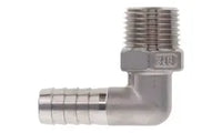 4501-SS Stainless Hose Barb to Pipe Male Rigid, 90°- Stainless Barbed Hose End