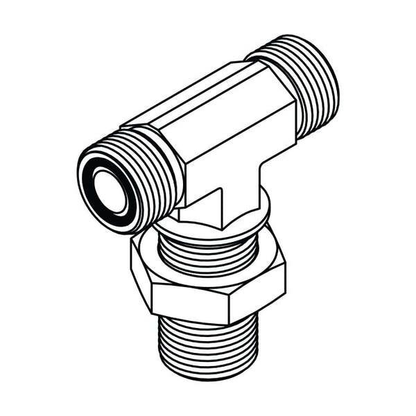 FS2703-LN | ORFS Bulkhead Union Branch Tee with Locknut | 6000 PSI