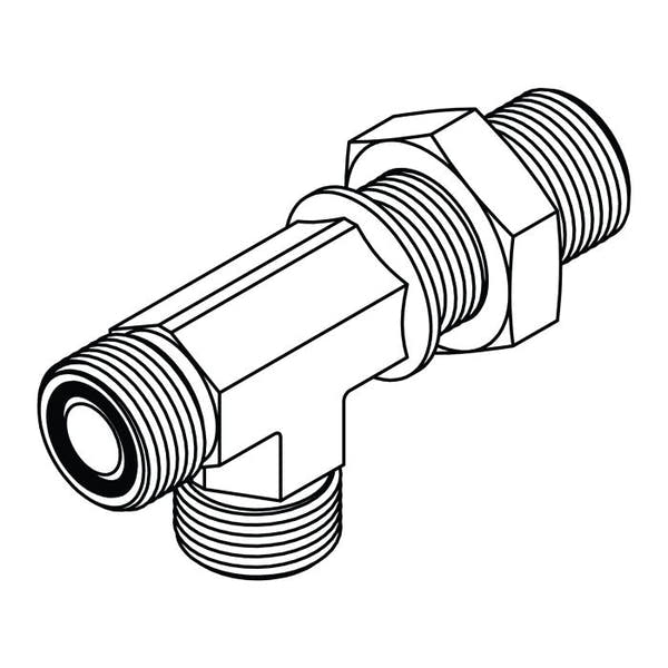 FS2704-LN ORFS Bulkhead Union Run Tee with Locknut | Hydraulic Bulkhead Tee Fittings