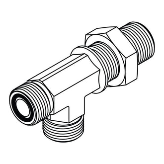 FS2704-LN ORFS Bulkhead Union Run Tee with Locknut | Hydraulic Bulkhead Tee Fittings