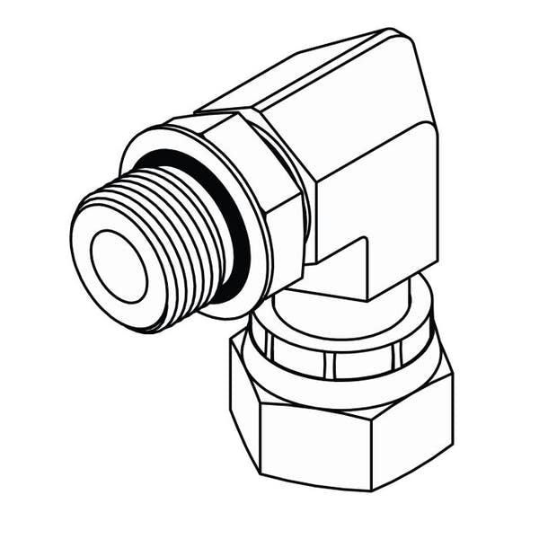 FS6809 O-Ring Boss Male to ORFS Female Adjustable Swivel Stud 90° Elbow