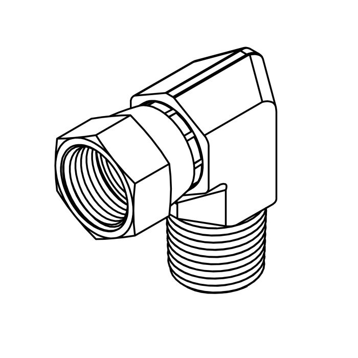 6501-04-04 | JIC Swivel to Pipe Elbow 90° (7/16-20 × 1/4-18)