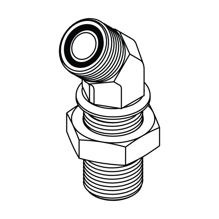 FS2702-LN-10-10 ORFS Bulkhead Union 45° with Locknut