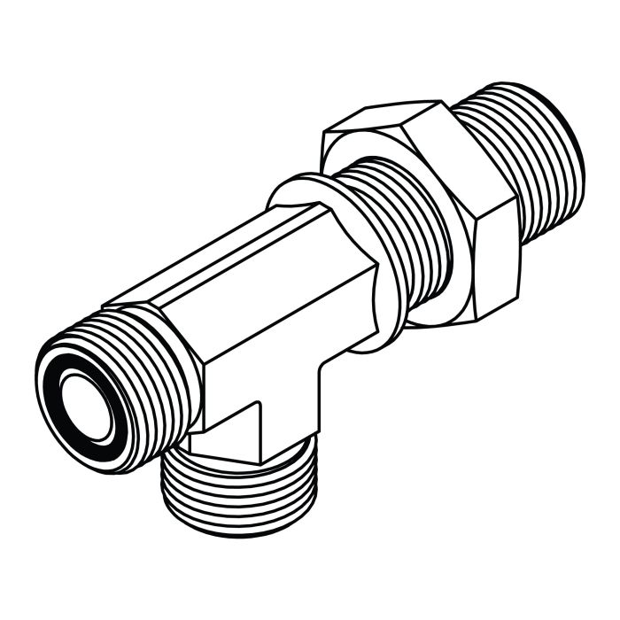 FS2704-LN-06-06-06 ORFS Bulkhead Union Run Tee with Locknut