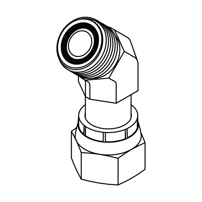 FS6502-06-06 SAE ORFS Male x SAE ORFS Female Swivel 45° Elbow
