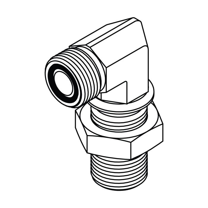 FS2701-LN-06-06 ORFS Bulkhead Union 90° with Locknut